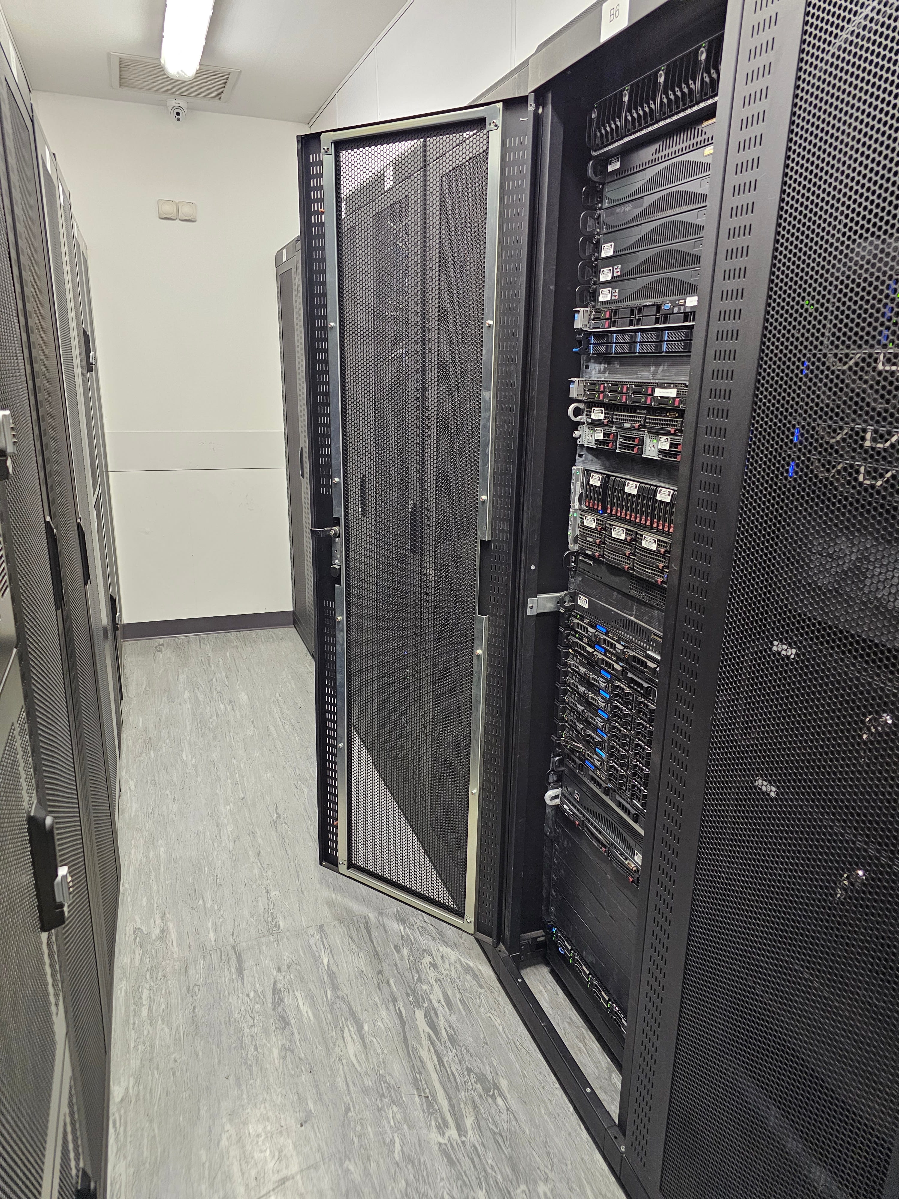 Glitch Servers rack aisle in our UK datacentre