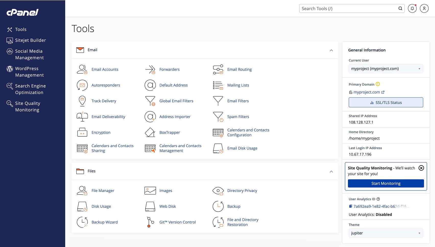 WordPress admin panel with performance optimisation settings